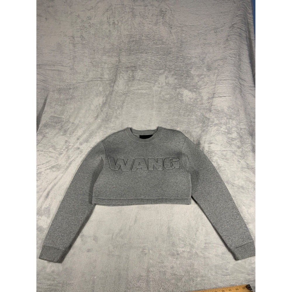 Alexander Wang X H&M Cropped Sweatshirt Womens XS Gray Embossed Logo Pullover